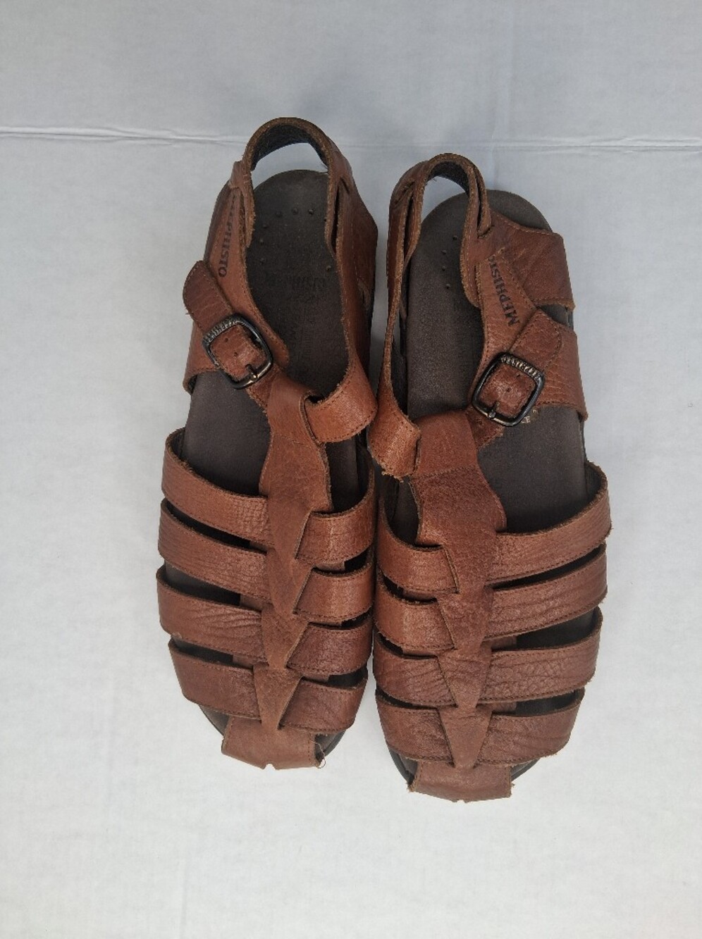 Mephisto Sam Fisherman Leather 4X Shock Air-Relax Sandals Men's Size 12.5 Brown